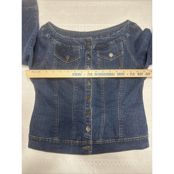 Soft Surroundings - Denim Stylish Jacket - Size M- Dark Wash-Scoop Neck - Picture 7 of 9